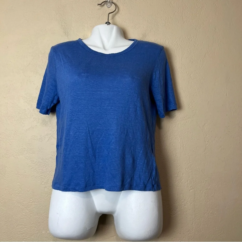5/$30‎ Banana republic women short sleeve comfort 100% linen blue crop top large